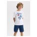 DEFACTO Boys' Crew Neck Printed Short Sleeve T-Shirt