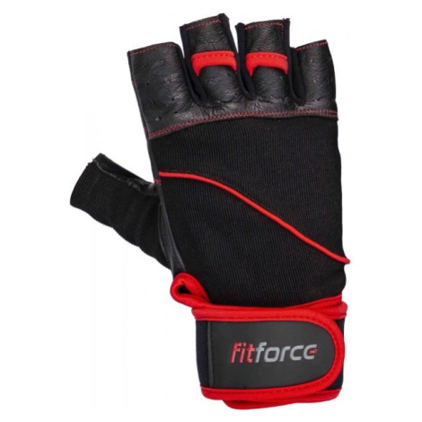 Fitforce FERAL Kožené fitness rukavice, čierna, veľkosť