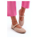 Beige ballet flats Anlofi made of eco-friendly suede with buckle closure