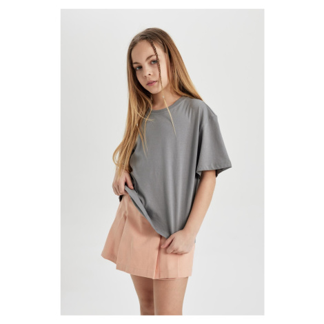 DEFACTO Girl Relax Fit Crew Neck Short Sleeve T-Shirt