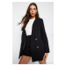 Trendyol Black Oversize Lined Buttoned Woven Blazer Jacket