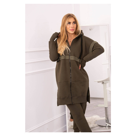 Insulated set with a long sweatshirt in khaki color