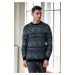 30565 Dewberry Patterned Mens Sweater-BLACK