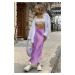 Madmext Lilac Basic Long Satin Skirt MG1409