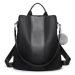 Konofactory Čierny kožený ruksak s príveskom 2v1 „Famous“ 11L
