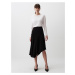 Jimmy Key Black Asymmetrical Cut Stylish Midi Skirt