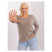 Dark beige women's knitted sweater plus size