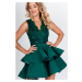 Zelené spoločenské šaty s volánovou sukňou