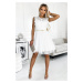GRETA - Biele dámske šaty s čipkou a zlatým opaskom 454-1