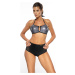 ČIERNO-STRIEBORNÉ LESKLÉ BIKINY PIPPER NERO-SILVER M-604 (1)