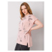 Dusty pink plus size cotton blouse with inscriptions