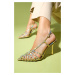 LuviShoes LEAF Gold Hologram Women&#39;s Heeled Shoes