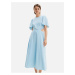 Light blue women's linen midi dress Desigual Greta - Women