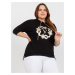 Černá dámská halenka plus size s 3/4 rukávem JEDNA