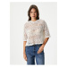 Koton Crop Crochet Sweatshirt Hooded Short Sleeve Openwork