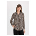 DEFACTO Regular Fit Leopard Print Long Sleeve Shirt