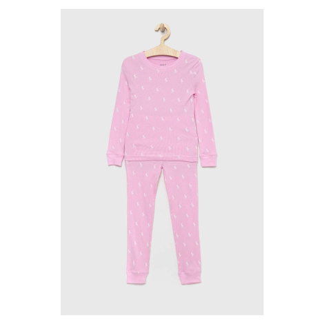Bavlnené pyžamo Polo Ralph Lauren ružová farba, vzorovaná