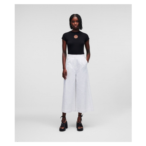 Nohavice Karl Lagerfeld Broderie Anglaise Culottes Biela
