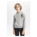 DEFACTO Boy's Printed Hooded Thick Sweatshirt