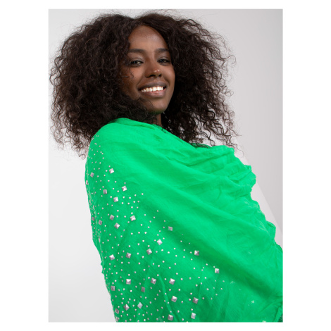 Green scarf with application of rhinestones