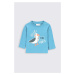 Tričko s dlhým rukávom pre bábätká Coccodrillo tyrkysová farba, s potlačou