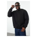 Trendyol Plus Size Black Oversize/Wide Cut Basic Comfortable Cotton Sweatshirt with Fleece Insid