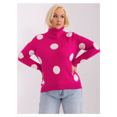 Plus-size fuchsia sweater with polka dots