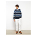 LC Waikiki Crew Neck Long Sleeve Striped Men's Knitwear Sweater