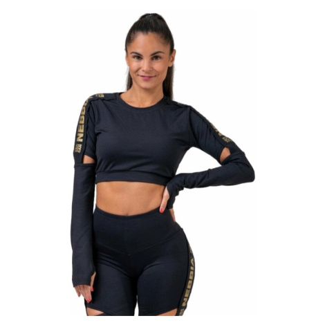 Nebbia Honey Bunny Crop Top Long Sleeve Čierna Fitness tričko