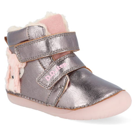 Barefoot detské zimné topánky D.D.step W070-353A strieborné