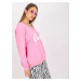 Pink and white sweatshirt with a loose print