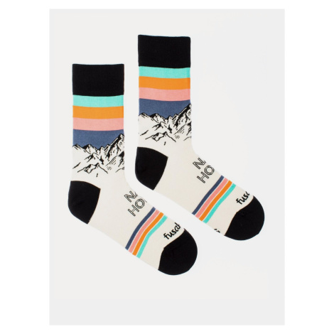 Krémové vzorované ponožky Fusakle Ráno na horách