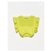 Dilvin 10176 Crop With Ruffle Sleeves Sweater-lime