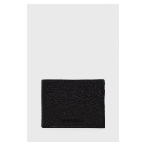 Peňaženka a kožený obal na karty Emporio Armani pánsky, čierna farba, Y4R378 Y068E