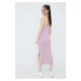 Bavlnené šaty Champion 115227-KK001, fialová farba, midi, priliehavá