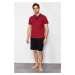 Trendyol Burgundy Knitted Shorts Pajamas Set