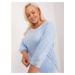 Light blue women's oversized blouse with appliqué