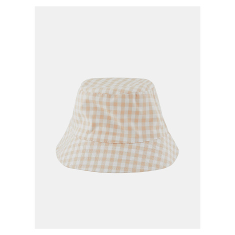 White and beige plaid hat Pieces Laya - Women