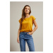 Mustard T-shirt with round neckline