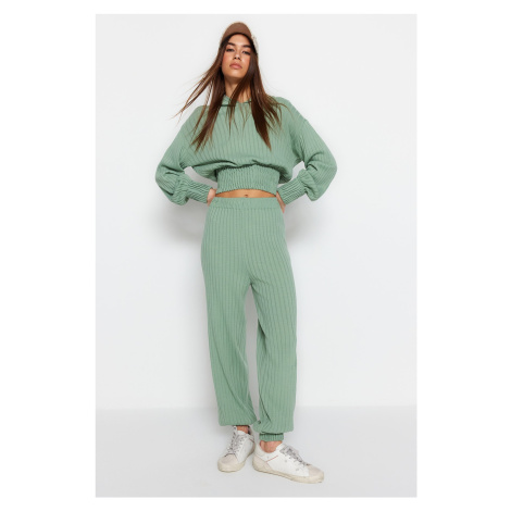 Trendyol Mint Hooded Knitwear Two Piece Set