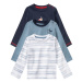 lupilu® Detské bavlnené tričko s dlhým rukávom pre bábätká BIO, 3 kusy (biela/námornícka modrá/m