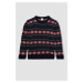 DEFACTO Boy's New Year's Themed Crew Neck Knitwear Sweater