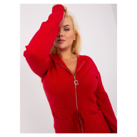 Red cardigan plus sizes with cuff