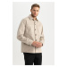 DEFACTO Relax Fit Polo Collar Wool Look Buttoned Pocket Long Sleeve Shirt Jacket