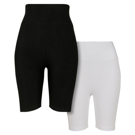 Women's High Waist Cycling Shorts 2-Pack Black/White Urban Classics