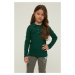 Trendyol Green Ribbed Girls' Polo Neck Knitted T-Shirt