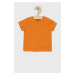 Detské bavlnené tričko United Colors of Benetton oranžová farba, jednofarebné