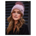 Winter nylon hat with pompom, pink