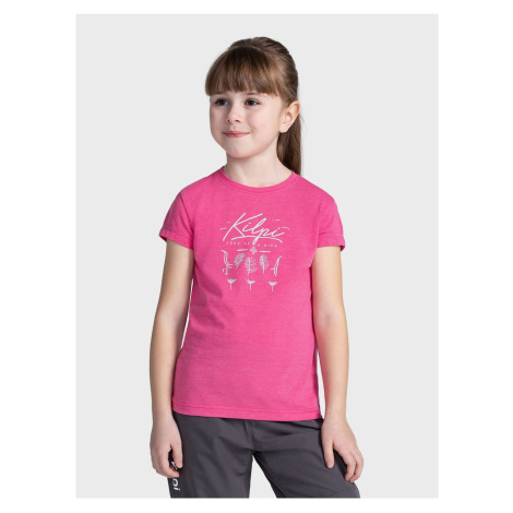 Tmavo ružové dievčenské tričko s potlačou Kilpi MALGA