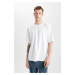 DEFACTO Oversize Wide Pattern Crew Neck Short Sleeve Heavy Fabric Basic Plain T-Shirt